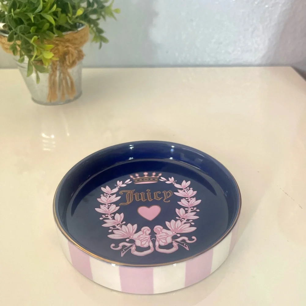 Juicy Couture Navy & Pink Laurel Trinket Dish